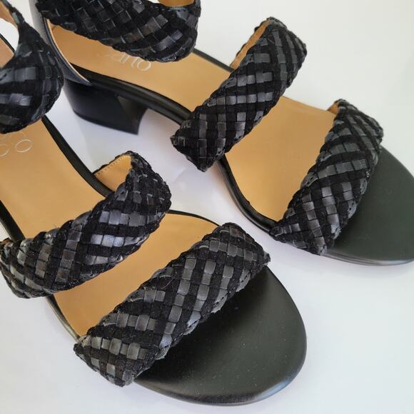 Franco Sarto Toma Sandal Women's 6M Black Suede Smooth Leather Braided Party - Picture 12 of 14